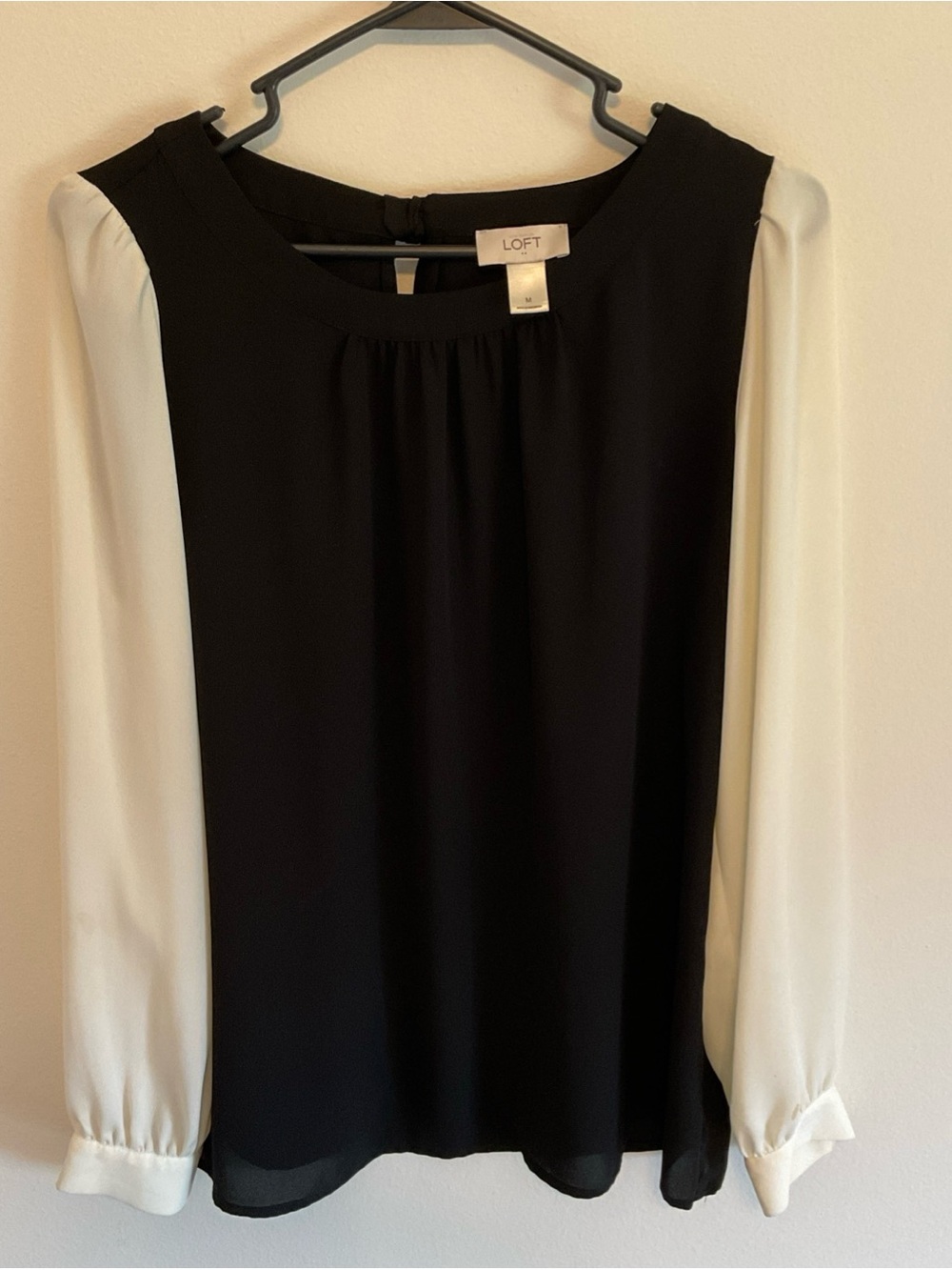 LOFT Black Dress with White Long Sleeves
